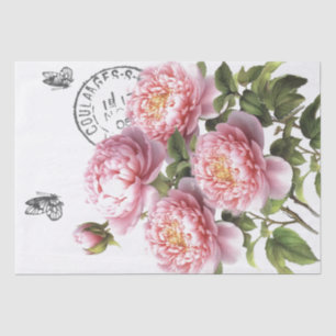 Papier Mousseline Papillon rose de pivoine de marque postale françai