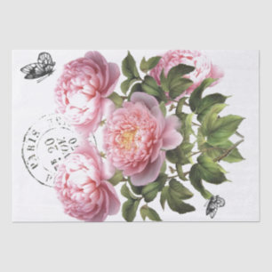 Papier Mousseline Papillon rose de pivoine de marque postale françai