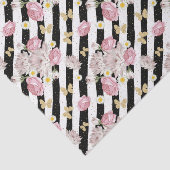 Papier Mousseline Papillon Rose Marguerite Fleur Black White Rayure (Détail)