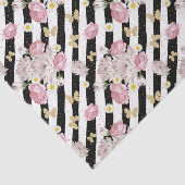 Papier Mousseline Papillon Rose Marguerite Floral Rayure Noir Blanc (Détail)