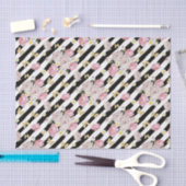 Papier Mousseline Papillon Rose Marguerite Floral Rayure Noir Blanc (Artisanat)