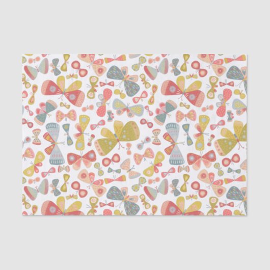 Papier Mousseline Papillon rose vert (Recto)