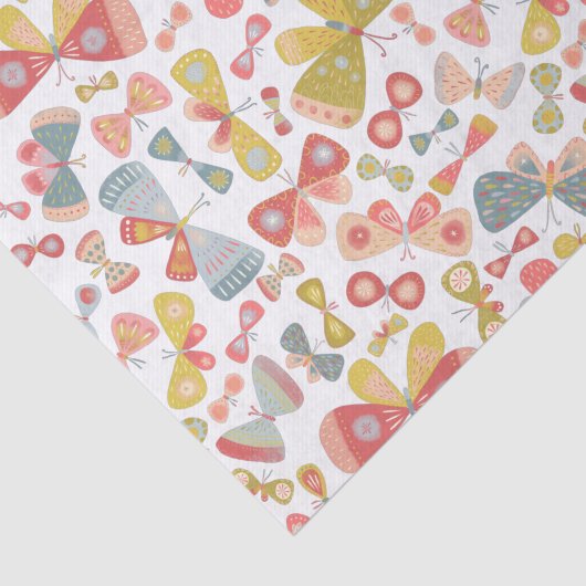 Papier Mousseline Papillon rose vert (Détail)