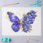 Papier Mousseline Papillon saphir à fleurs (Artisanat)