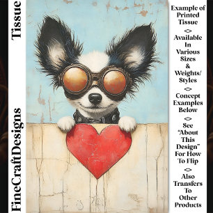 Papier Mousseline Papillon Steampunk Chien & Cœur Rouge CQ3 Découpag