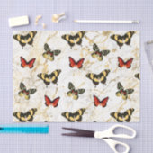 Papier Mousseline Papillon sur le marbre blanc et or, Découpage (Artisanat)