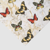 Papier Mousseline Papillon sur le marbre blanc et or, Découpage (Détail)