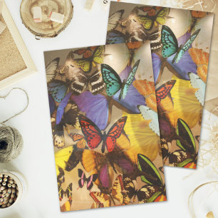 Papier Mousseline papillon tropical boho bordeaux orange coloré