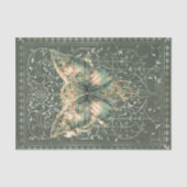 Papier Mousseline Papillon vapeur vert fantaisie (Recto)