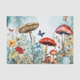 Papier Mousseline Papillon vintage et champignon rétro
