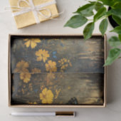 Papier Mousseline Papillon vintage et Fleurs jaunes Découpage (Cadeau)