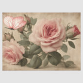 Papier Mousseline Papillon vintage et roses roses roses (Recto)