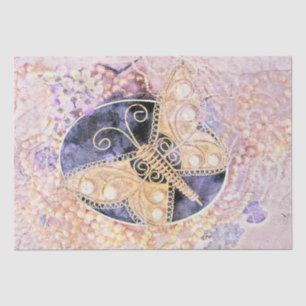 Papier Mousseline Papillon Vintage Gold Pink Art romantique