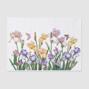 Papier Mousseline Papillon violet Iris rose Floral
