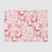 Papier Mousseline Papillons Aquarelle Corail rose (Recto)