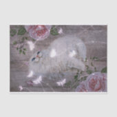 Papier Mousseline Papillons blanc Kitty Chat Floral Découpage (Recto)