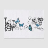 Papier Mousseline Papillons bleu Tribal Steampunk (Recto)