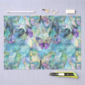 Papier Mousseline Papillons Bleu Turquoise Violet (Artisanat)