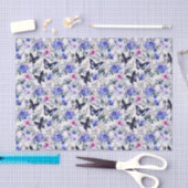 Papier Mousseline Papillons bleus et fleurs (Artisanat)