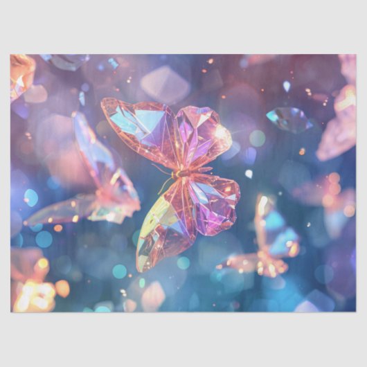 Papier Mousseline Papillons cristallins Ethereal Decoupage (Recto)