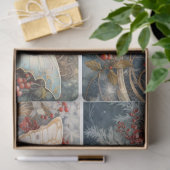 Papier Mousseline Papillons de Noël 4 carrés (Cadeau)