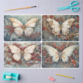 Papier Mousseline Papillons de Noël 4 carrés (Artisanat)