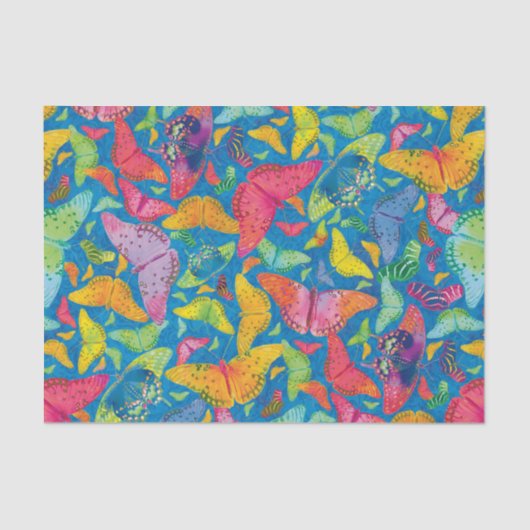 Papier Mousseline Papillons d'été de Flutterby sur le bleu (Recto)