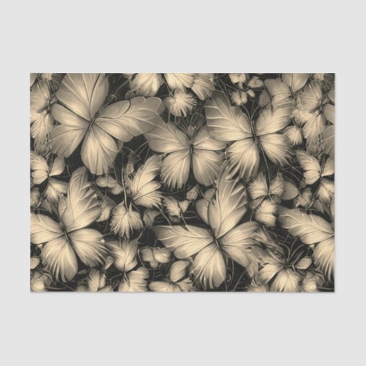Papier Mousseline Papillons d'or (Recto)