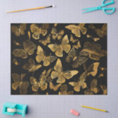 Papier Mousseline Papillons d'or en noir (Artisanat)
