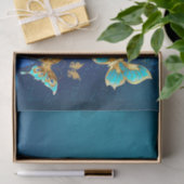 Papier Mousseline Papillons d'or sur un Arrière - plan bleu (Cadeau)