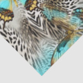 Papier Mousseline Papillons Empreintes de léopard et Turquoises (Détail)