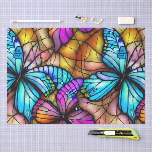 Papier Mousseline Papillons en verre tendu (Artisanat)