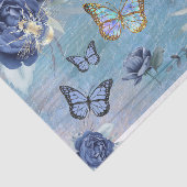 Papier Mousseline papillons et abeilles à fleurs bleues (Détail)