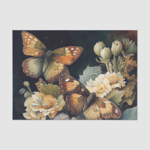 Papier Mousseline Papillons et Fleurs