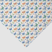 Papier Mousseline Papillons et fleurs bleu jaune vert (Détail)