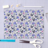 Papier Mousseline Papillons Et Fleurs Bleus (Artisanat)