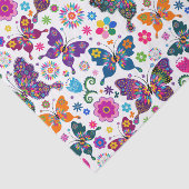 Papier Mousseline Papillons et fleurs colorés rétro Motif 2 (Détail)