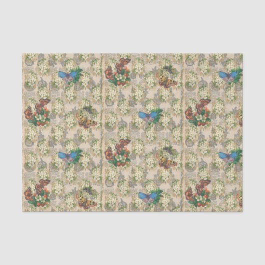 Papier Mousseline Papillons et fraises (Recto)