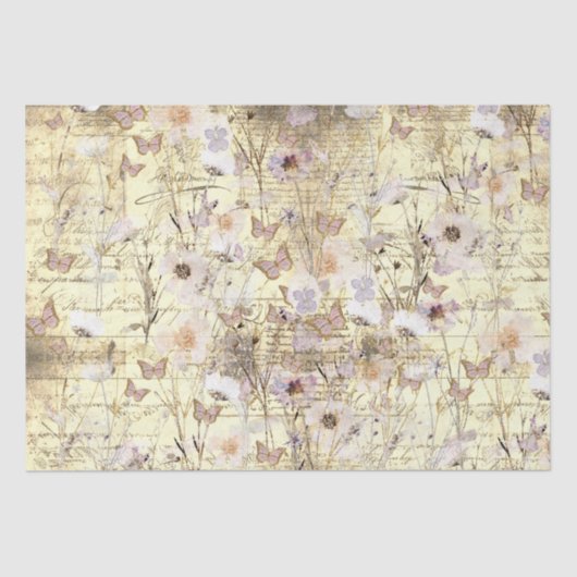 Papier Mousseline papillons fleur sauvage séchés (Recto)