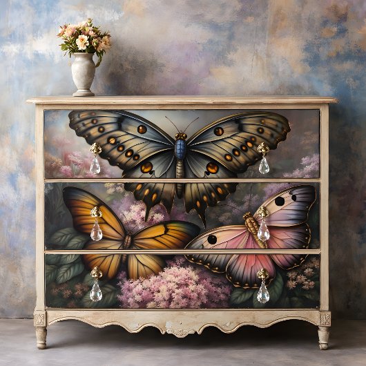 Papier Mousseline Papillons métalliques Découpage