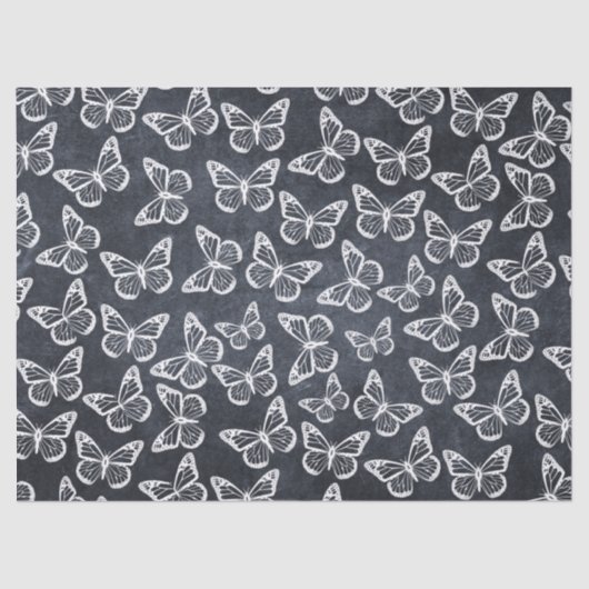 Papier Mousseline Papillons mignons Élégant Motif chic gris blanc (Recto)