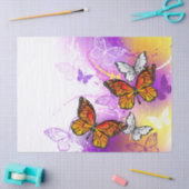 Papier Mousseline Papillons Monarque sur Arrière - plan pourpre (Artisanat)