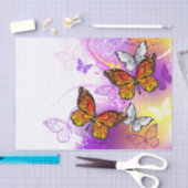 Papier Mousseline Papillons Monarque sur Arrière - plan pourpre (Artisanat)