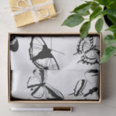 Papier Mousseline Papillons Noir et Blanc (Cadeau)