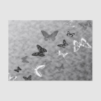 Papier Mousseline Papillons noirs et blancs