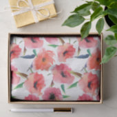 Papier Mousseline Papillons peints en rouge Aquarelle Florale (Cadeau)