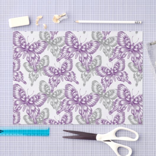 Papier Mousseline Papillons pourpres (Artisanat)