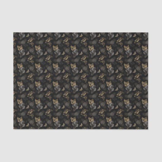 Papier Mousseline Papillons Rose Black & Gold Parties scintillant go (Recto)