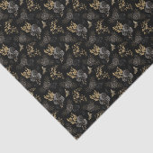 Papier Mousseline Papillons Rose Black & Gold Parties scintillant go (Détail)