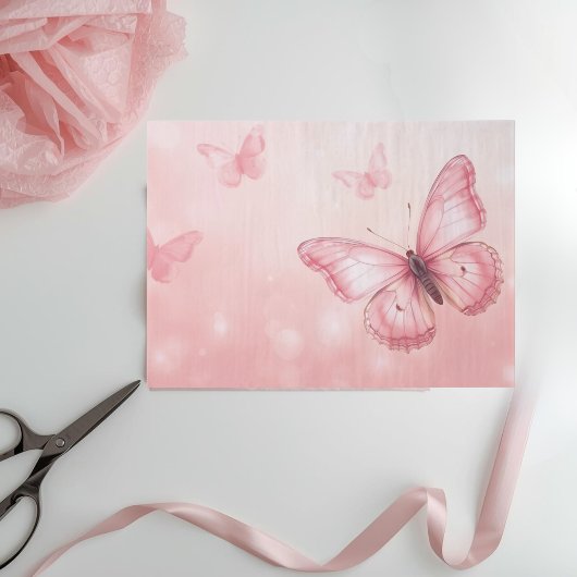 Papier Mousseline papillons roses charmants